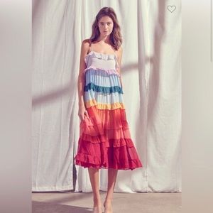 Storia Rainbow Ruffled Tiered Dress